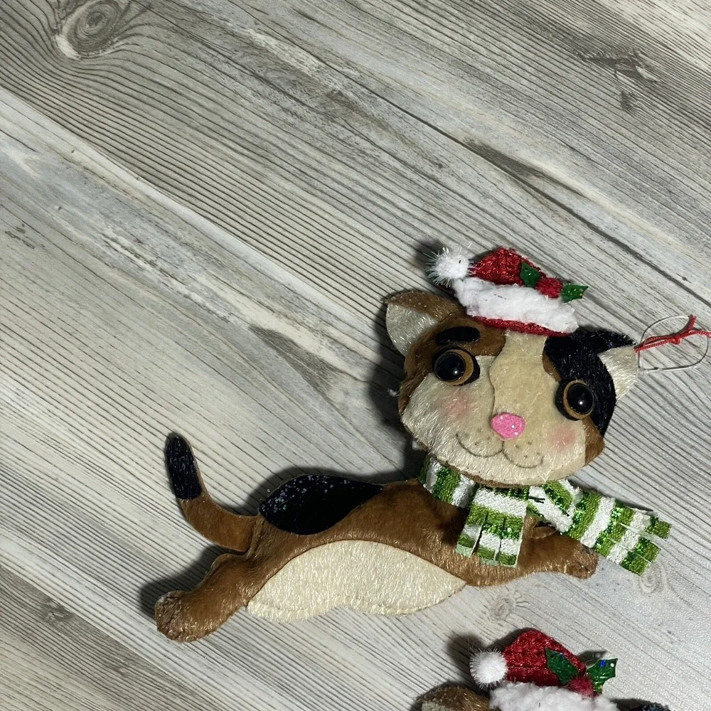 Cat Dog Christmas Ornaments 3D Felt Textured Embellished Stuffed‎ Multicolor 8